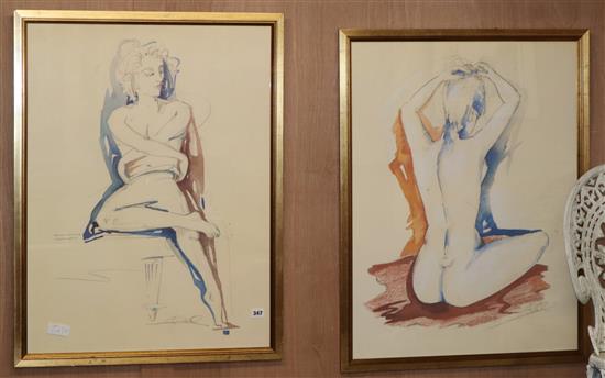 A pair of colour prints, Nude studies, 79 x 58cm